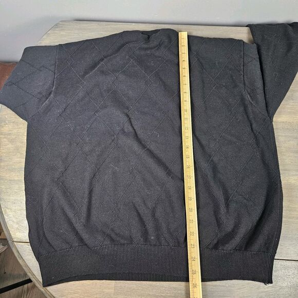 Vintage Northern Isles Mens 2xl XXL Argyle Black Cotton Sweater Grandpa Dad - Picture 6 of 6